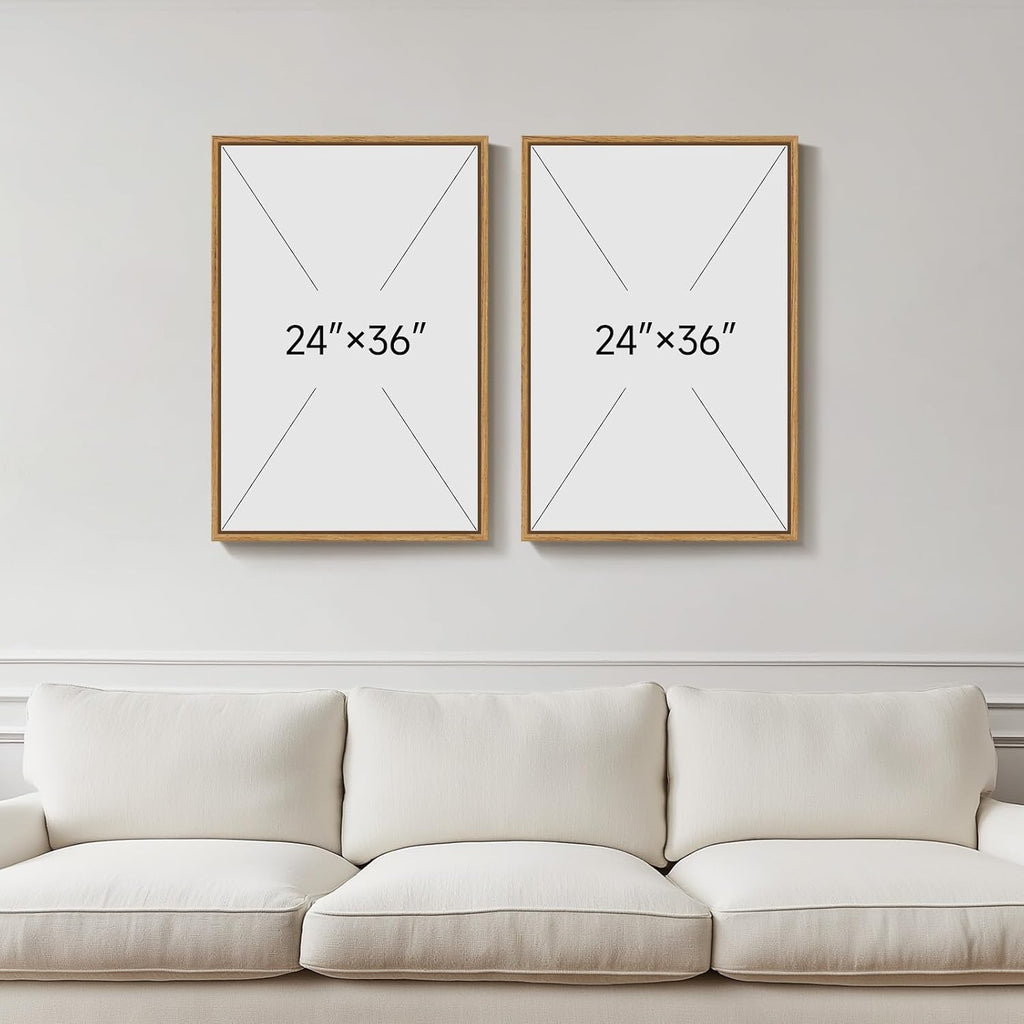 Framed Vintage Botanical Bird Wall Art, 2 Piece Neutral Minimalist Floral Canvas Painting Prints, Nature Beige Chinoiserie Asian Flower Artwork for Living Room Bedroom Kitchen Dining Room Wall Decor
