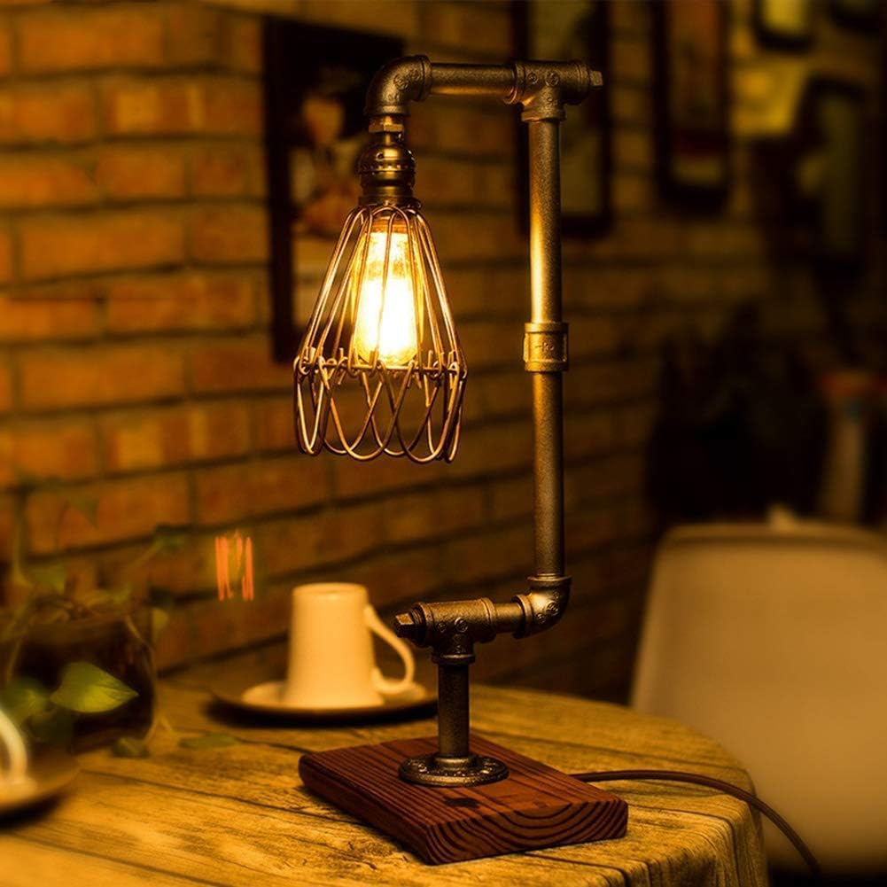 Desk Lamp Retro Industrial Wind Water Pipe Table Lamp Creative Bar Cafe Decoration Desk Lamp Dimmer Switch