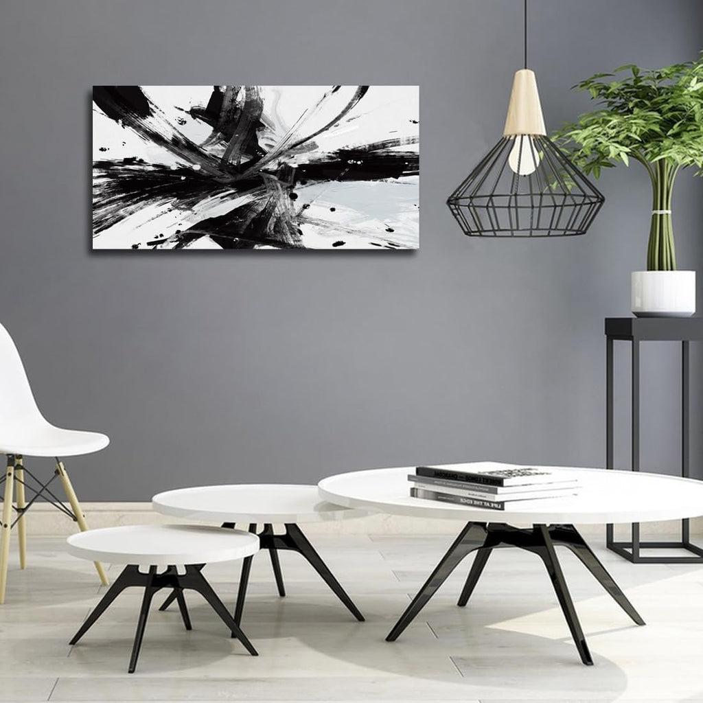 RUIFENGL Black and White Abstract Canvas Prints Wall Art for Office Wall Decor Black & White Graffiti Modern Paintings Artwork Pictures for Living Room Home Decoration Ready to Hang 30'x 60' Xlarge