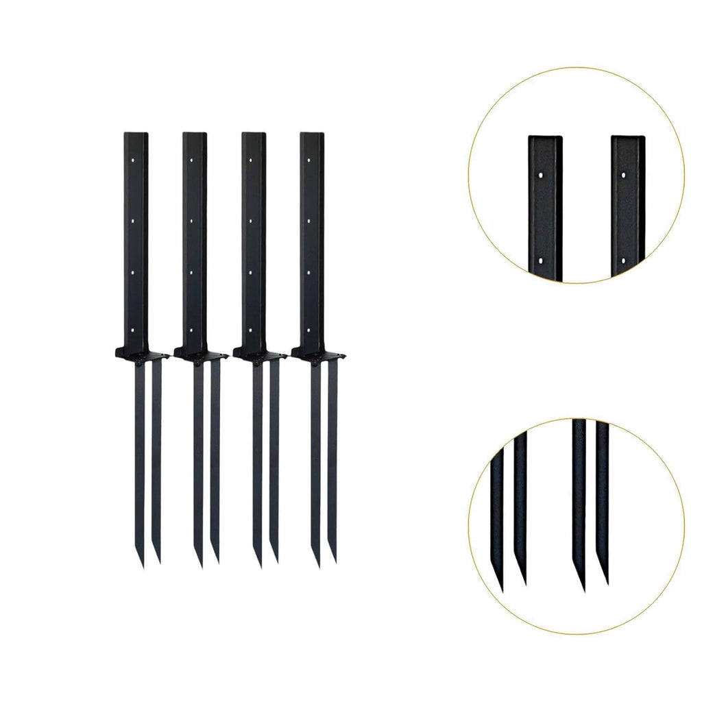 Iron Fence Post Repair Stakes Heavy Duty Ground Support Anchor Kit for Garden Mailboxes Yard Post Fixer- 4 Pieces