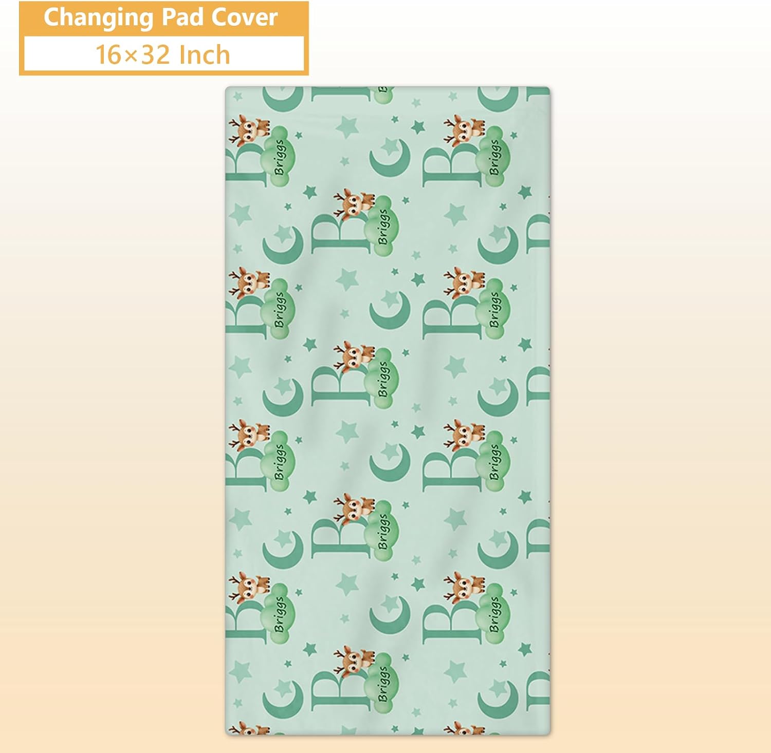 Terwex Personalized Crib Bedding Set, 5 Pcs Custom Nursery Bedding Sets with Name, Infant Bedding Set for Baby Girl Boy, Green Deer Double Layer Baby Crib Set, Toddlers Babies Kids Customized Gifts