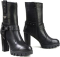 Milwaukee Leather MBL9303 Women's Classic Black Leather Casual Fashion Boots with Block Heel - 6