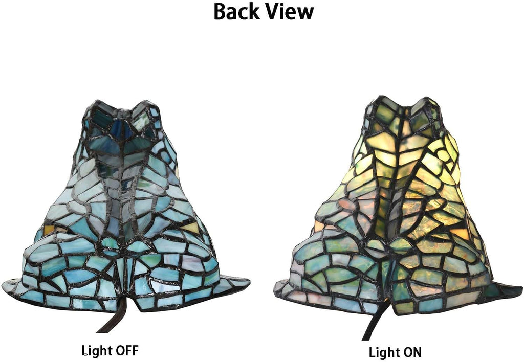 Bieye L10829 Frog Table Lamp Tiffany Style Stained Glass Accent Night Light for Home Décor Nursery Bedside (Multi-Colored)