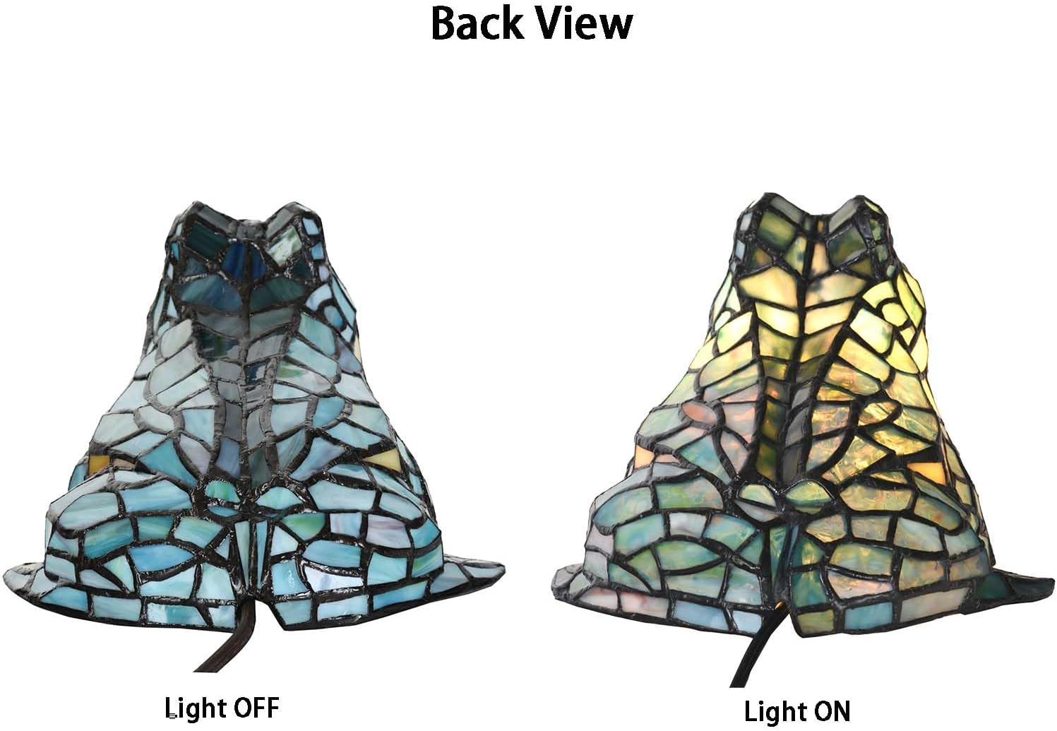 Bieye L10829 Frog Table Lamp Tiffany Style Stained Glass Accent Night Light for Home Décor Nursery Bedside (Multi-Colored)