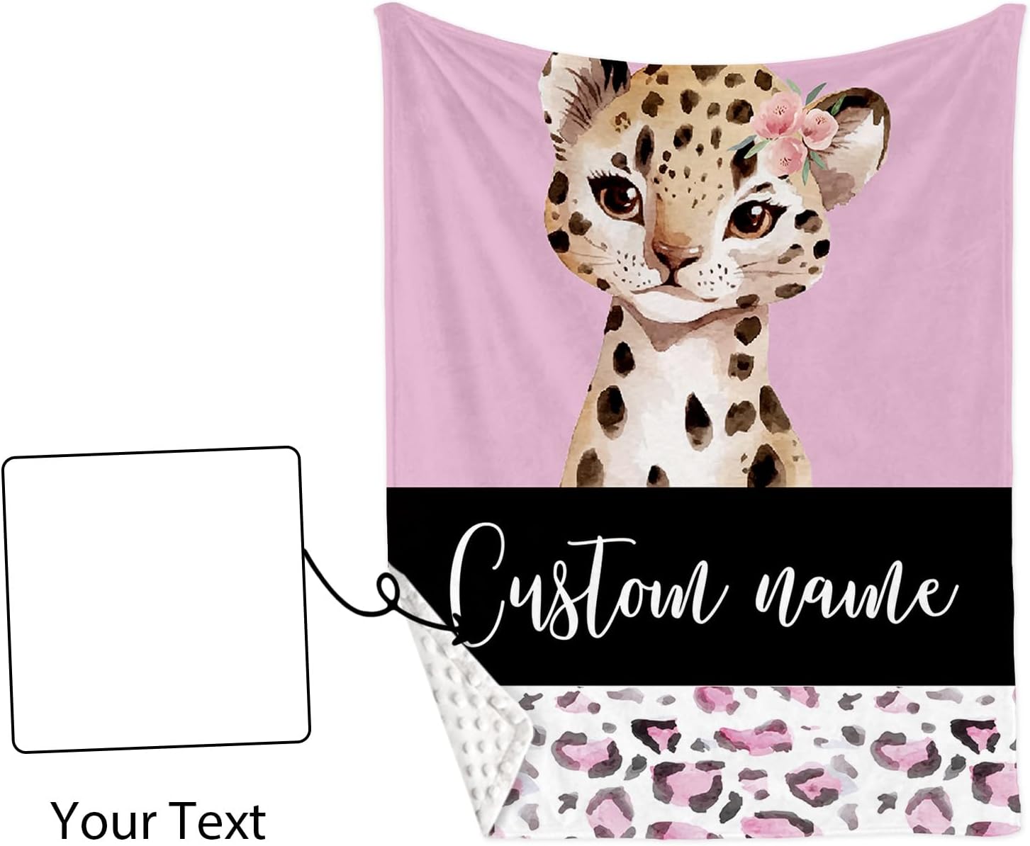 TOOTANN Custom Baby Crib Bedding Set, 5 Pcs Personalized Name Baby Crib Sheets for Kid Toddler Infant, Pink Background Leopards Nursery Bedding Set