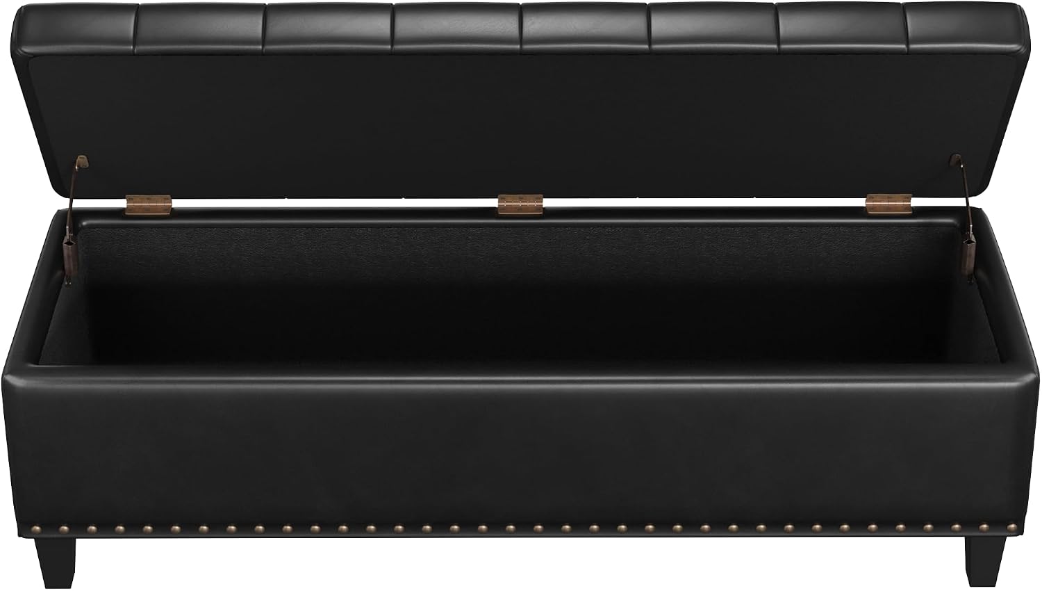 FiveWillowise Storage Ottoman Bench,51-Inch Large Storage Bench for Bedroom End of Bed, 30 Gallons Faux Leather Ottoman with Storage for Bedroom, Living Room, Entryway, Black