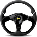 MOMO Motorsport Nero Street Steering Wheel Black Leather, Suede Black Metal Spokes, Satin Silver Finish Inserts, 350mm - NER35BK0B