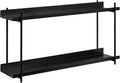 Kate and Laurel Dominic Modern Metal Bathroom Shelf; 28 x 7 x 15; Black; Contemporary Sleek 2-Tier Floating Shelves for Wall Decor; Display; and Over Toilet Storage