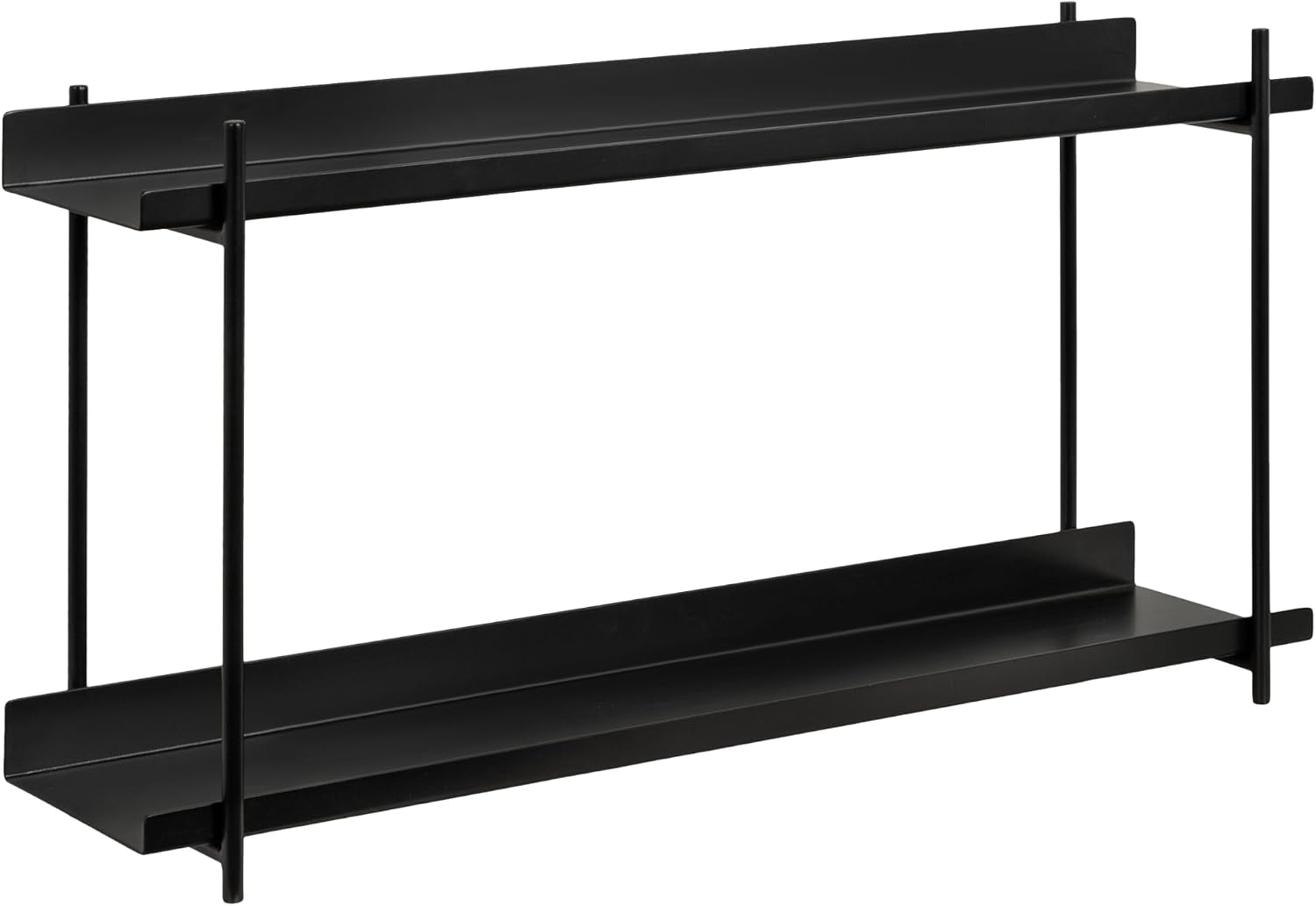 Kate and Laurel Dominic Modern Metal Bathroom Shelf; 28 x 7 x 15; Black; Contemporary Sleek 2-Tier Floating Shelves for Wall Decor; Display; and Over Toilet Storage