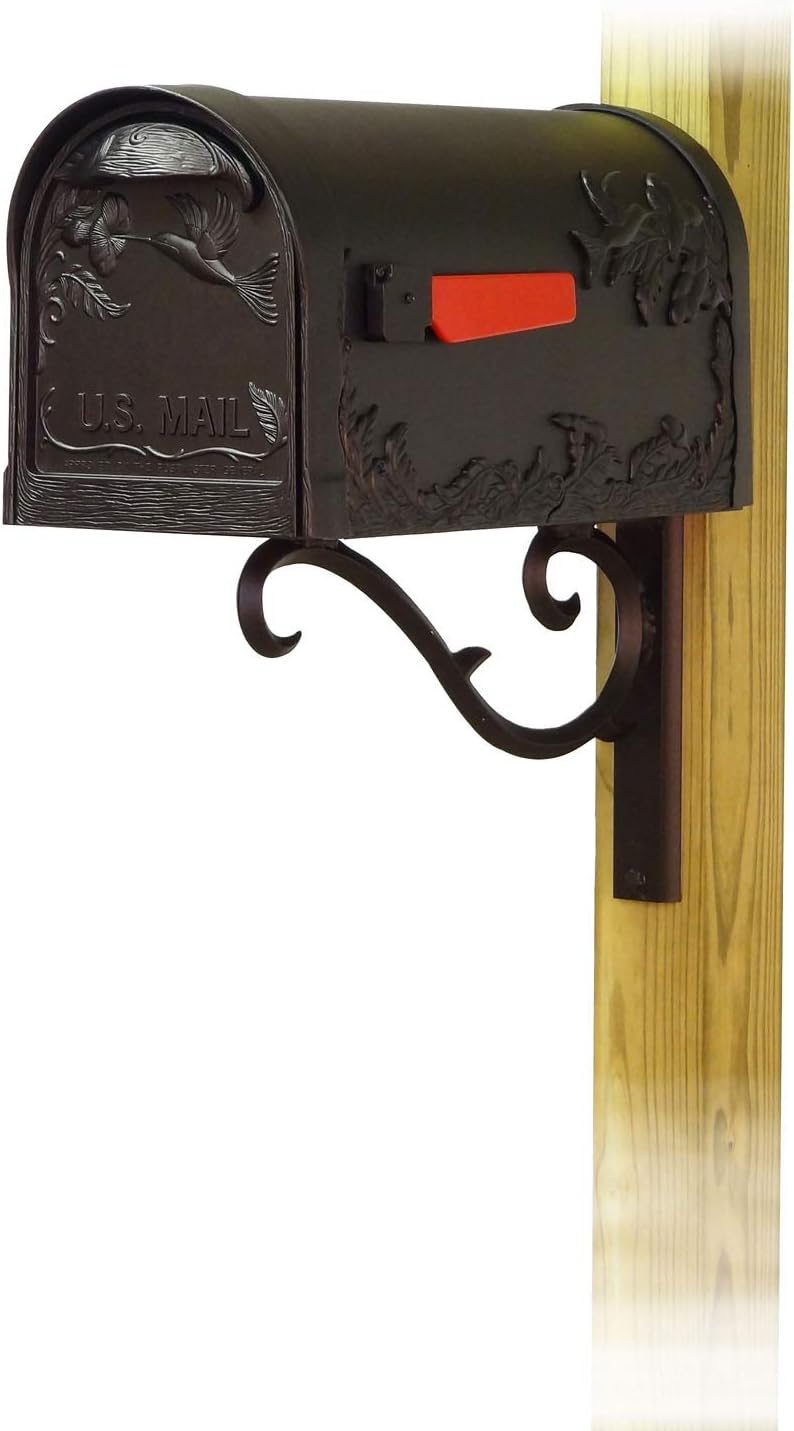 Special Lite Hummingbird Curbside Mailbox with Sorrento Front Single Mailbox Mounting Bracket - TC-SOR-FS-1005-BLK