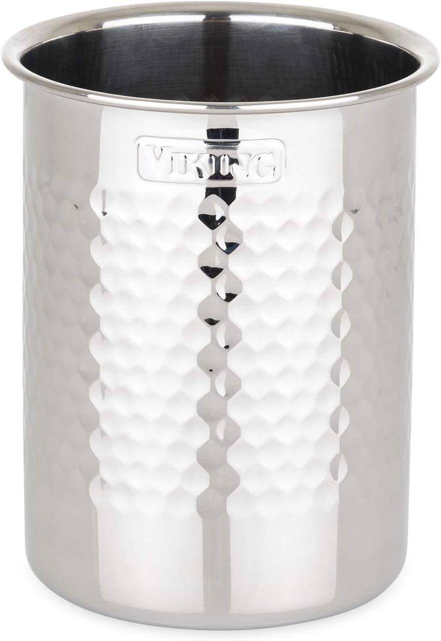 VIKING Stainless Steel Mixing Bowl Set, 10 piece, Includes Airtight Lids, Dishwasher Safe & Hammered Stainless Steel Utensil Holder