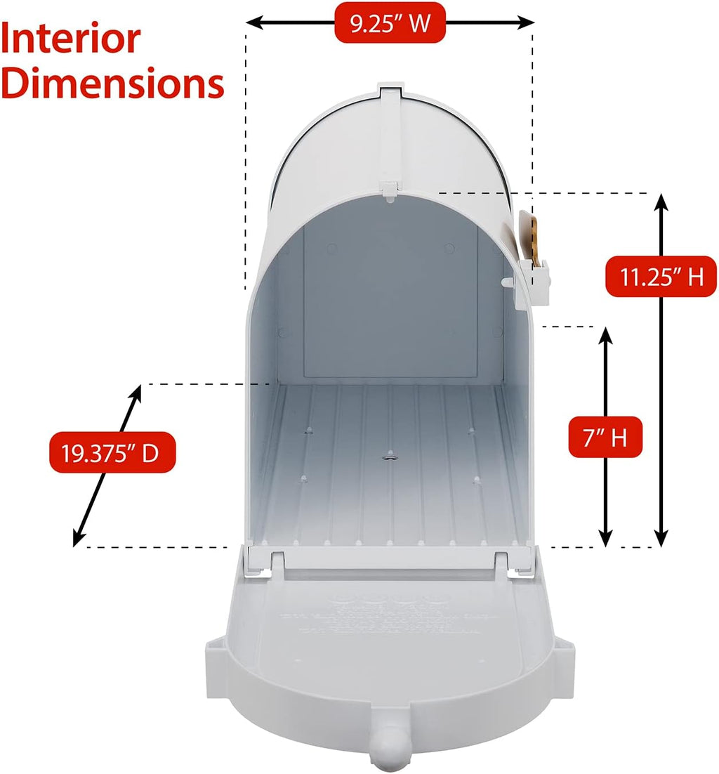 Whitehall Deluxe Streetside Mailbox Package,White,Extra Large,70729