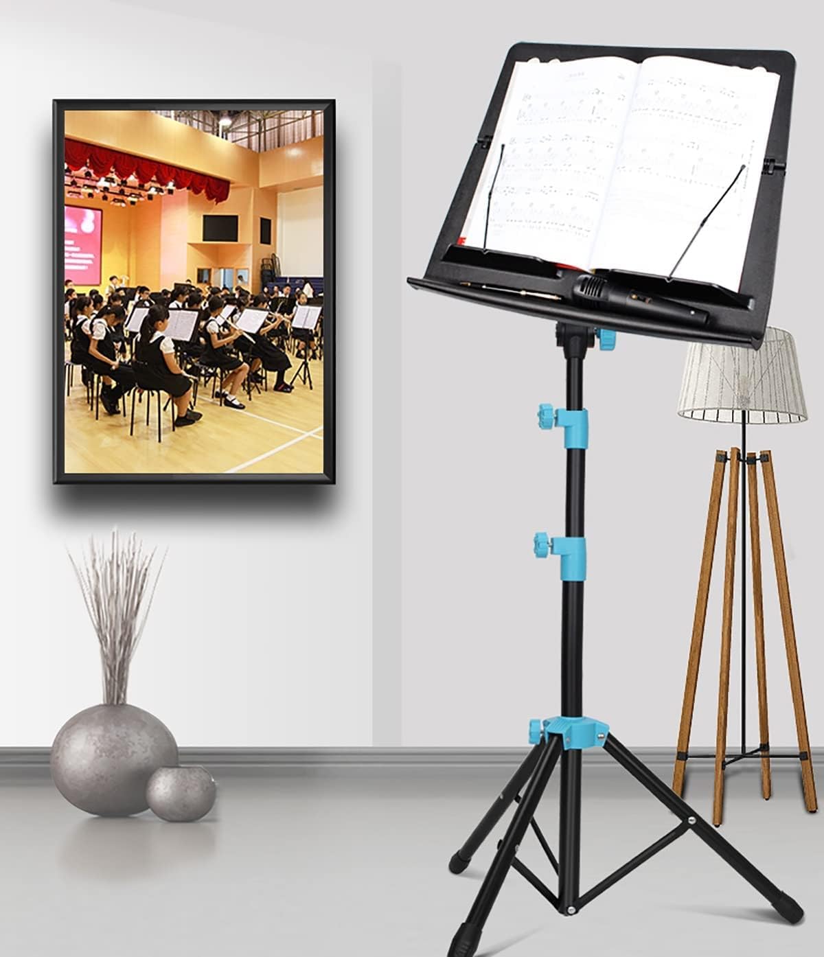 Music Stand Adjustable Height Music Stands Portable Music Holder Foldable Sheet Music Stands Tripod Base Fits Violin Guitar Music Stand More Stable