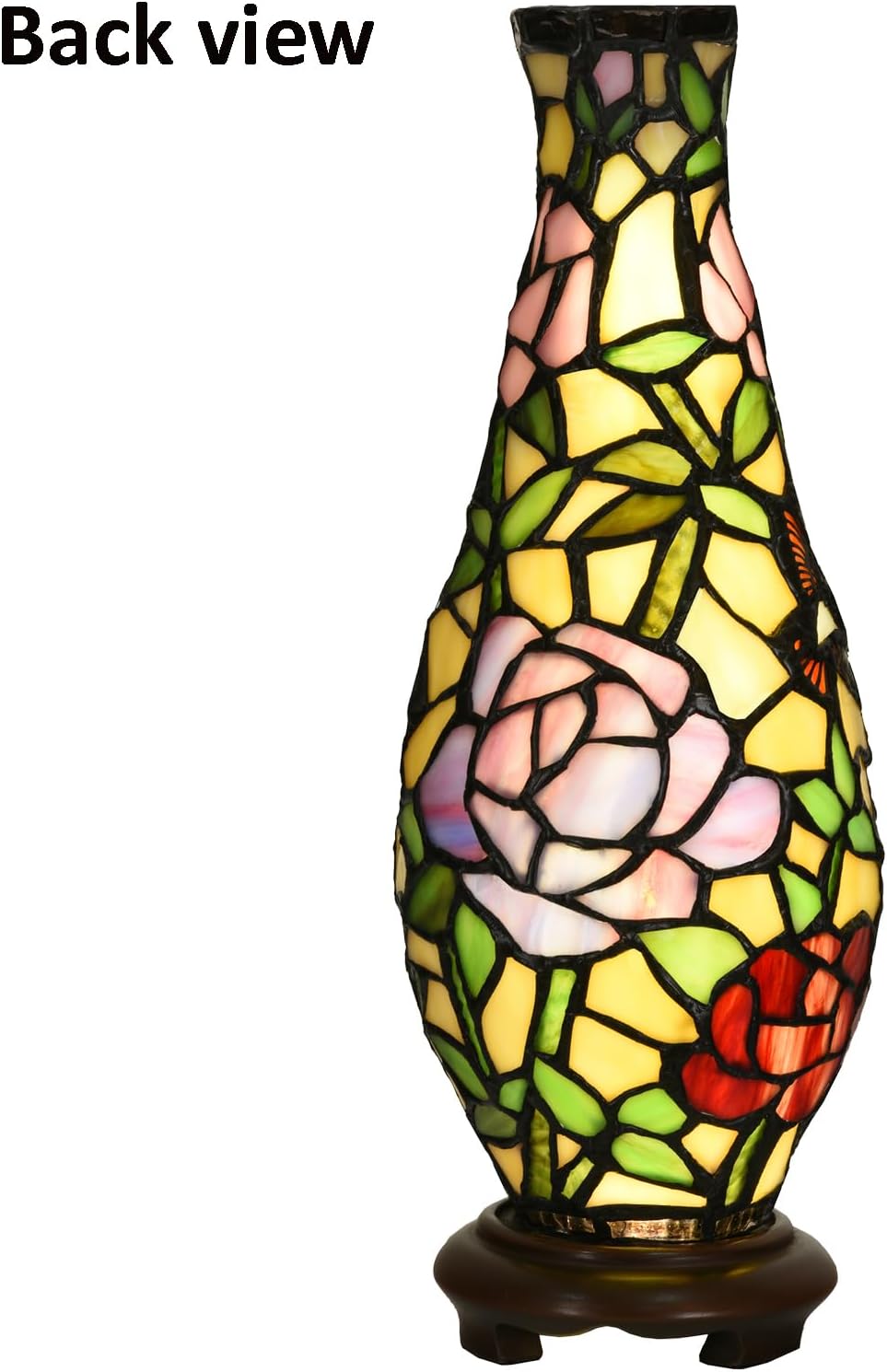 A0010 Tiffany Style Vase Table Lamp LED with 3 Lighting Modes and 10 Brightness Dimming, Handmade Stained Glass Accent Lamp for Bedside Livingroom Bedroom Home Decoration