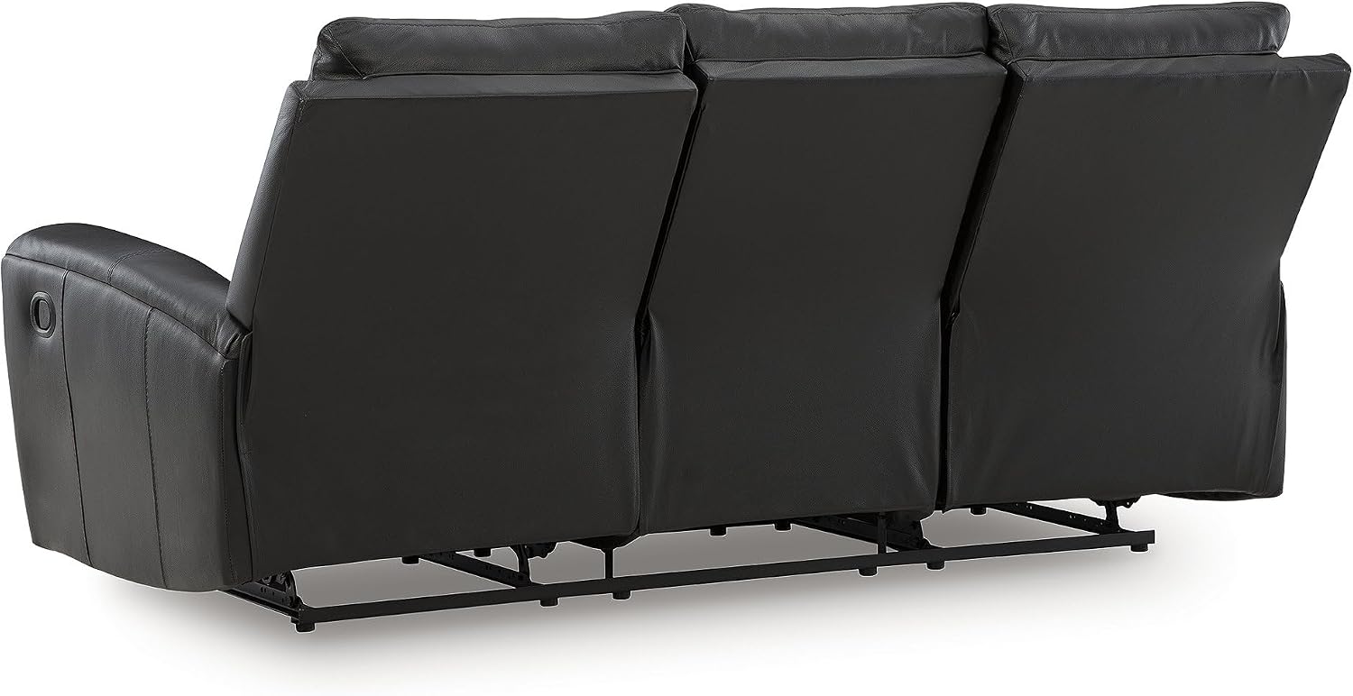 Signature Design by Ashley Glassmere Contemporary Dual-Sided Leather Match Reclining Sofa with Position Lock, Black