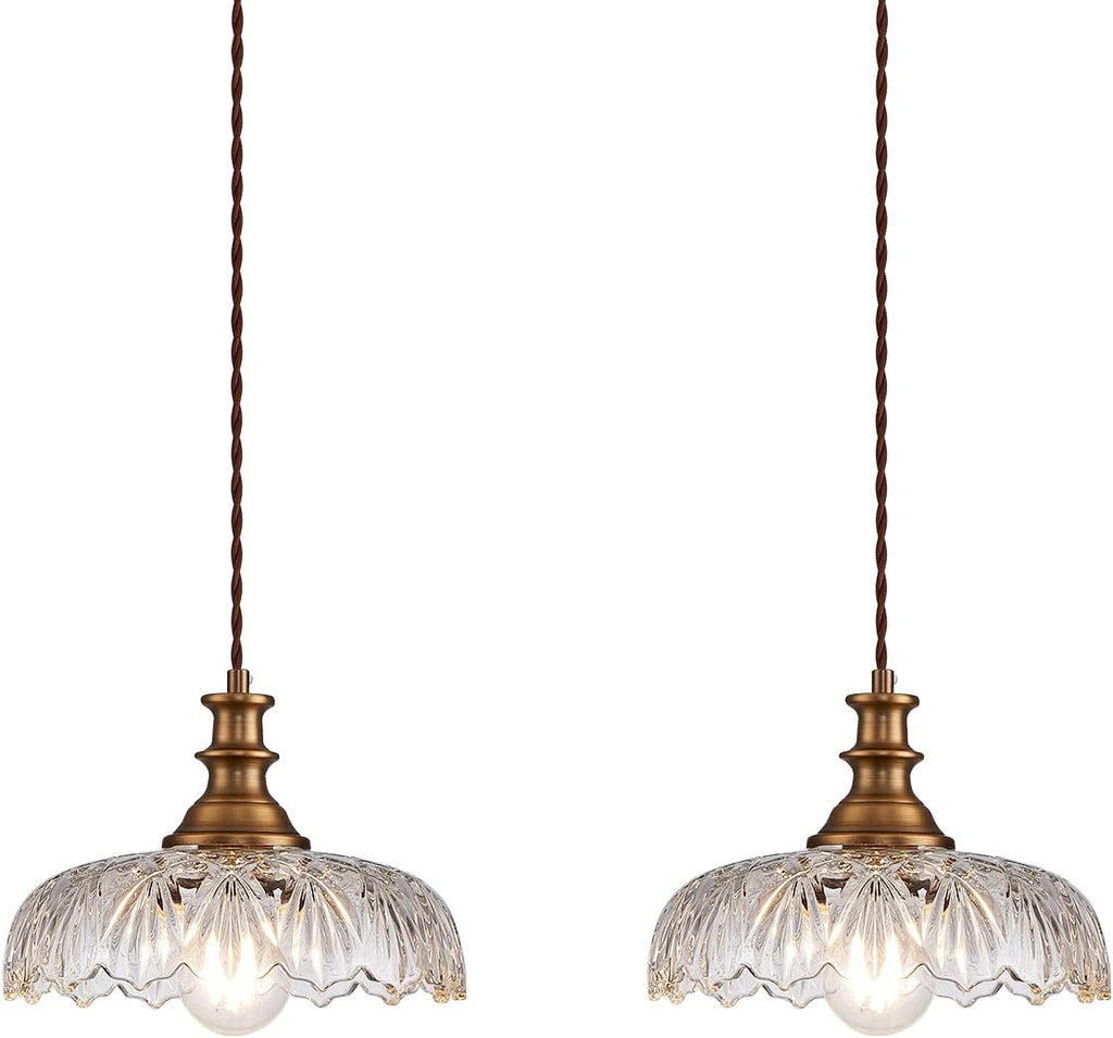 HDDFL Vintage Pendant Lights Fixture Modern Pendant Lighting Fixtures Hanging Lamp for Kitchen Island Bedroom Living Room Hallway 2 Pack