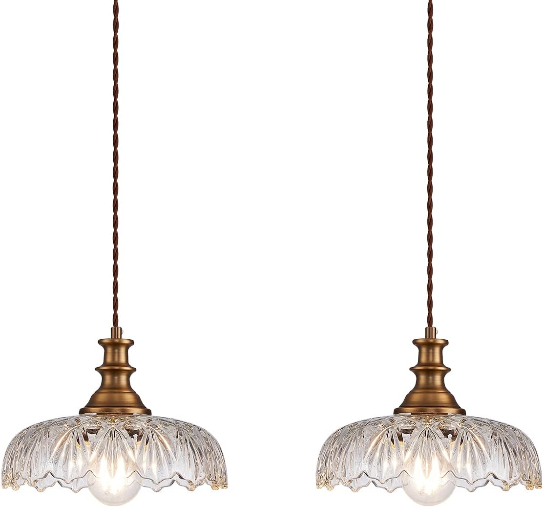 HDDFL Vintage Pendant Lights Fixture Modern Pendant Lighting Fixtures Hanging Lamp for Kitchen Island Bedroom Living Room Hallway 2 Pack