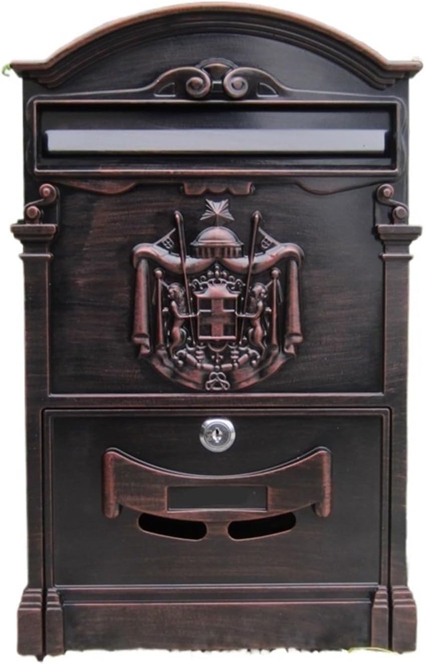 letterbox Wall Mount Locking Vintage Lockable Metal Mailboxe Large Capacity Postbox Security Mail Box for Receiving Mail