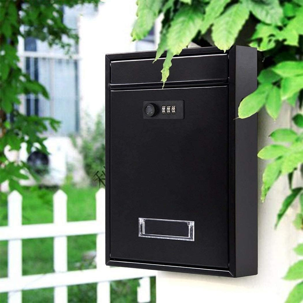 Post Box, Letter Box Mailbox Wall Mounted Locking Mailboxes Key Lock Mail Box Medium Capacity Rust-Proof Metal Post Box