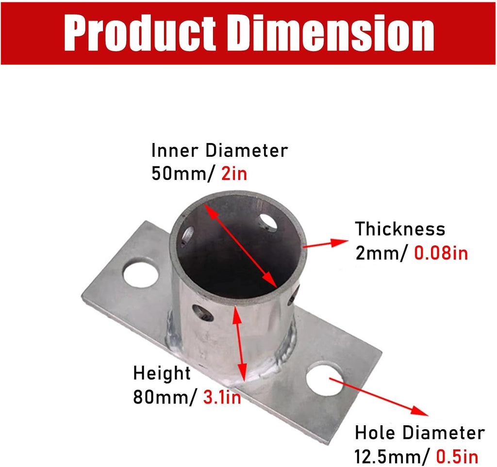 LZMZMQ 2 Inch Round Post Base Brackets, Post Stainless Steel Flange Anchor Base with Screws, Post Sleeve Bracket for Holding and Protecting Fence Mailbox Handrail Round Posts(4pcs H 80mm/3.1in)
