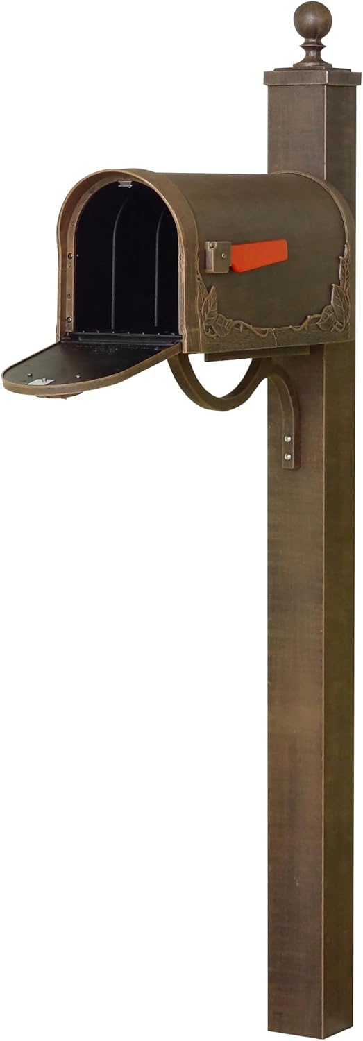 Special Lite Floral Curbside Mailbox with Springfield Post - Copper Aluminum Mailbox with Direct Burial Post - SCF-1003_SPK-710-CP