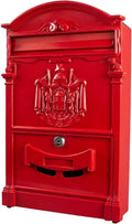 Mailboxes for Outside, Wall Mount Locking Mailbox, Vintage Large Capacity Mail Box, Security Mail Letter Metal Mailbox, for Outside(Red)