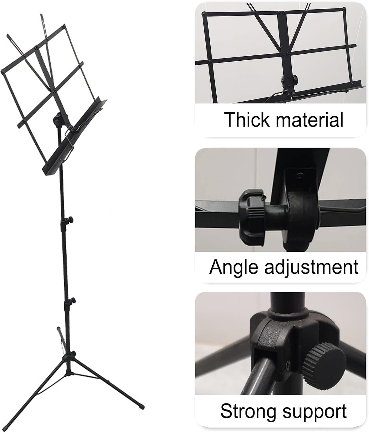 Sheet Music Stand, Lightweight Music Holder, Reinforced Folding Music Stands, Portable and Height-Adjustable, Sheet Music Folder & Clip Holder, for Guitar, Ukulele, Violin,