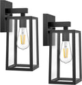 MAXvolador Outdoor Wall Sconce, Large Exterior Waterproof Wall Lantern Light Fixture, Black Porch Lights Glass, Anti-Rust E26 Patio Lighting, 2 Pack