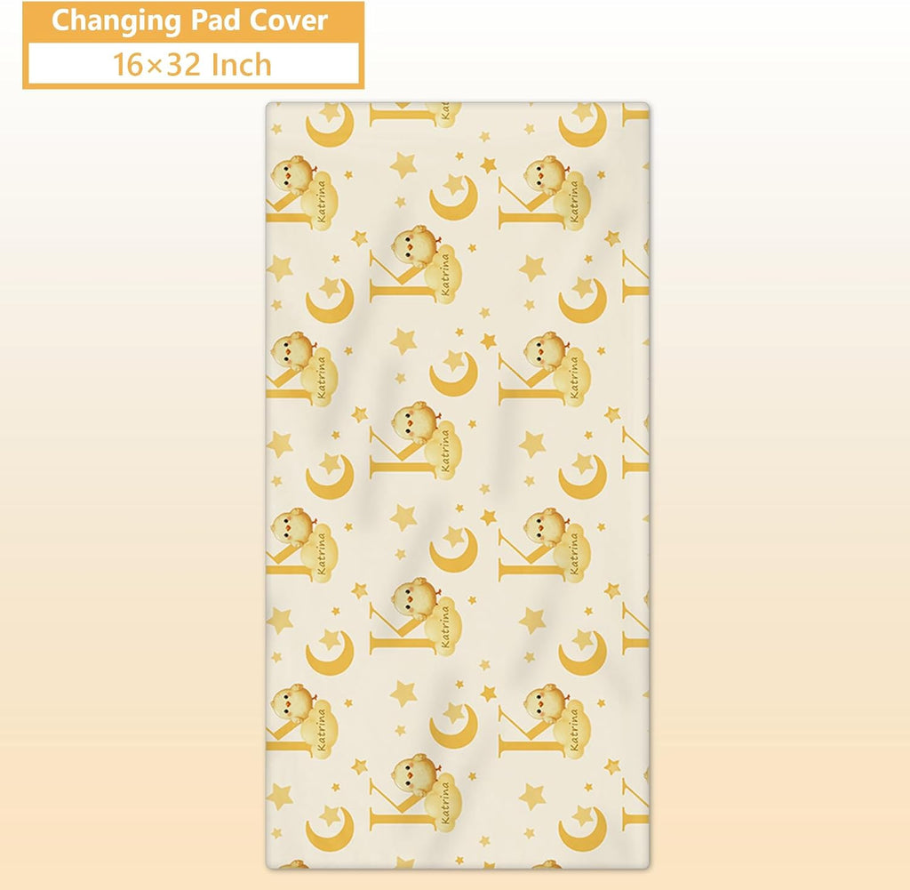 Terwex Personalized Crib Bedding Set, 5 Pcs Custom Nursery Bedding Sets with Name, Infant Bedding Set for Baby Girl Boy, Yellow Chick Double Layer Baby Crib Set, Toddlers Babies Kids Customized Gifts