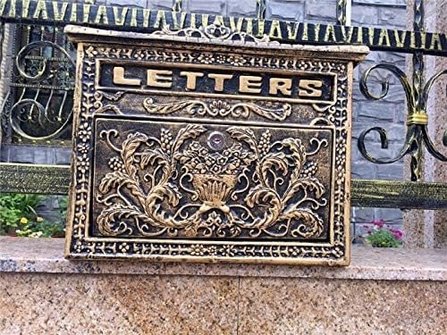 Cast Aluminum Mailbox Lockable Bronze Vintage Flower Postbox Mail Box Wall Mount Letters Box Metal Garden Decoration Home Street