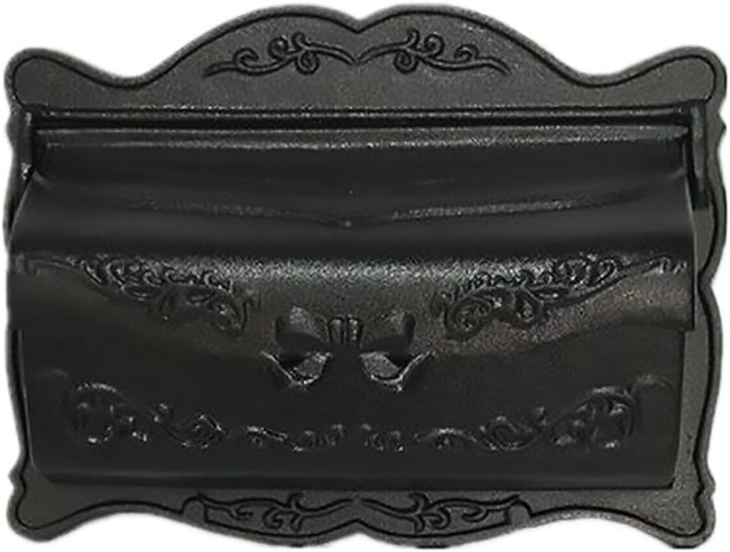 Cast Aluminum Horizontal Wall Mount Mailbox, Outdoor Metal Letter Delivery Box for Newspaper & Secure Post(Black)
