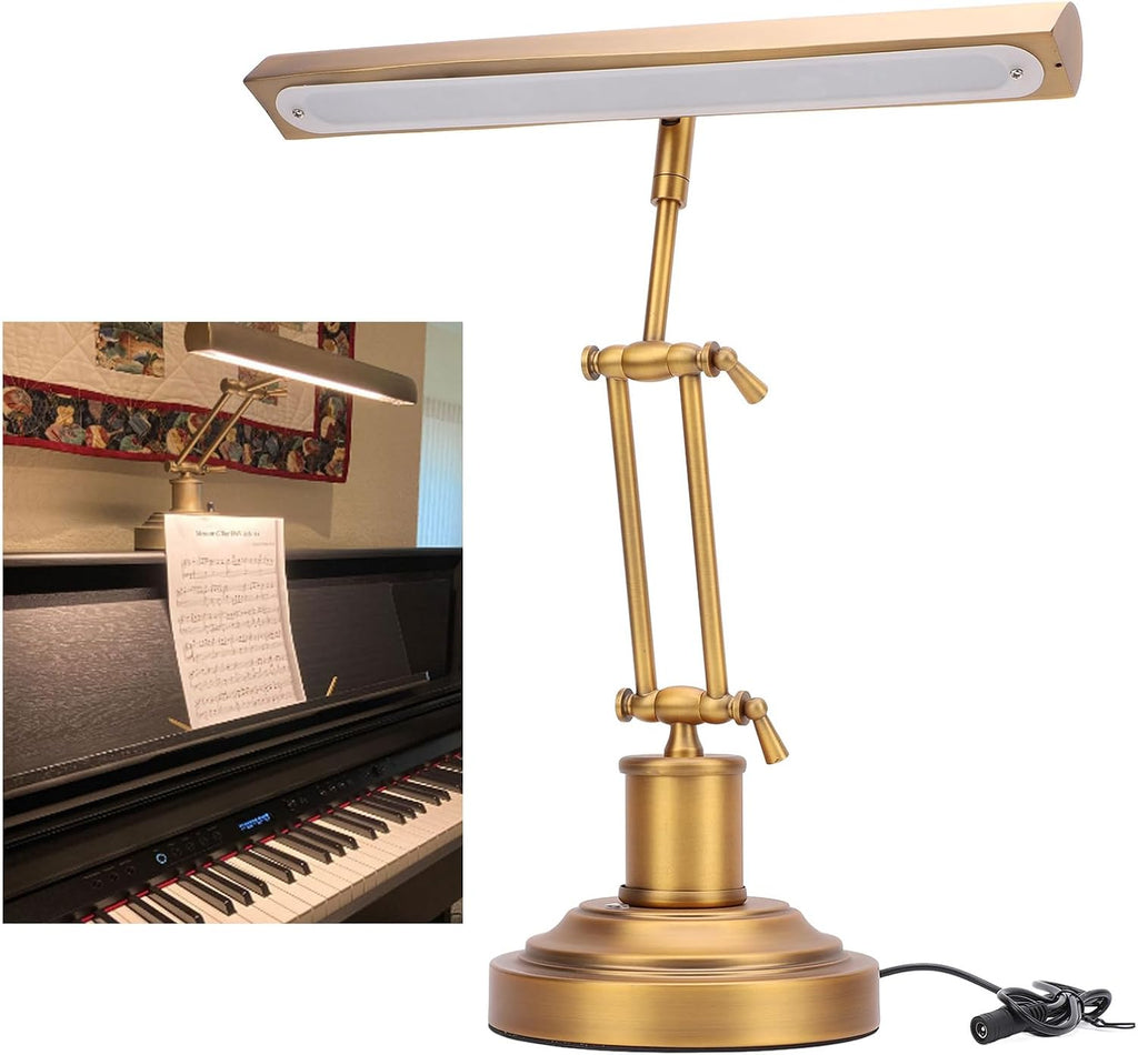ASHATA Super Bright Music Stand Light, Musicians Piano Light 3000K to 6000K 3 Color, 85 CRI 12W Piano Lamp for Sheet Music Piano Voilin Orchestra Podium, Touch Control (US Plug)