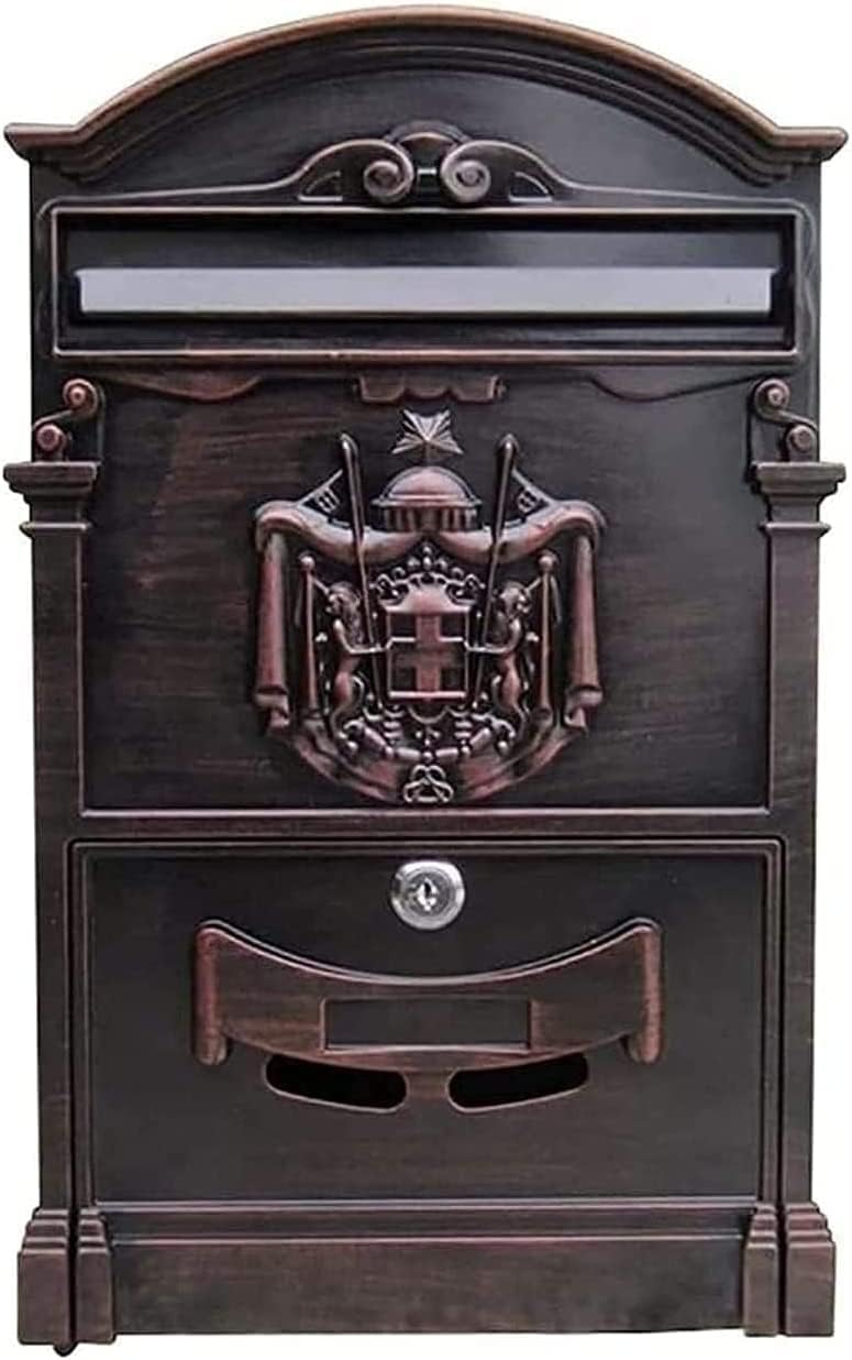 JYDQM Suggestion Box Drop Box Donation Box Vintage European Mailbox Aluminum Mail Box Post Box Secure Letterbox Parcel Box Drop Box (Color : B)