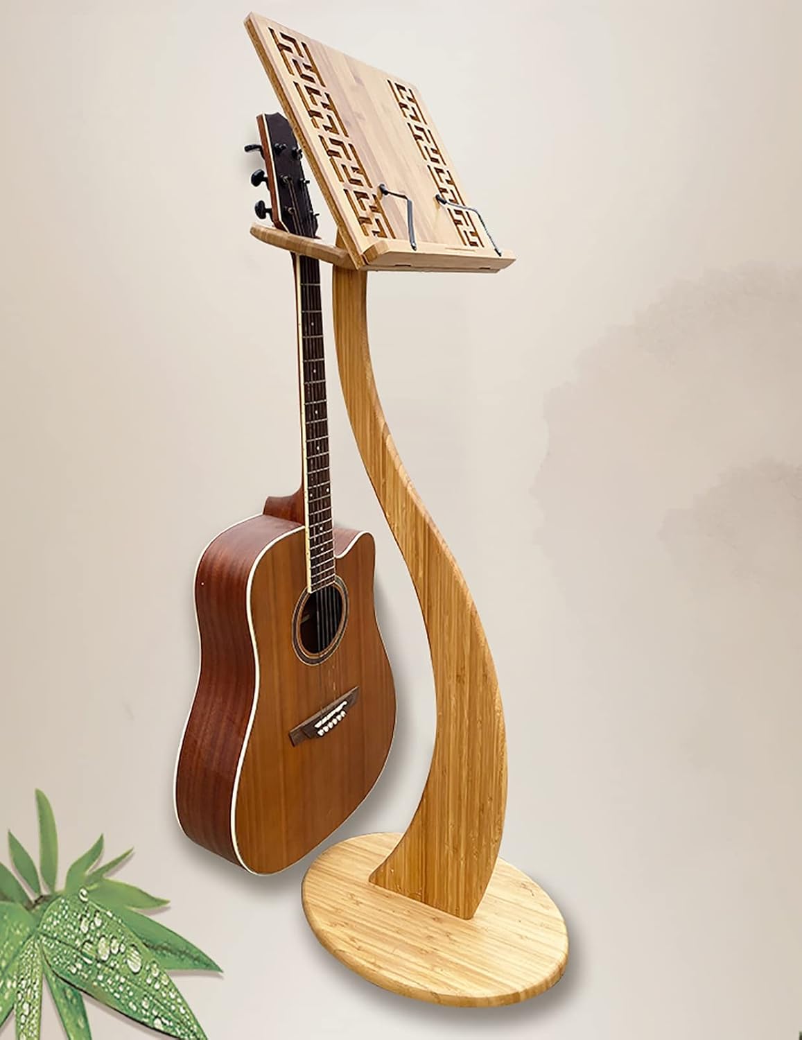 Guitar Stand Multifunctional Vertical Guitar Rack with Sheet Music Stand, Movable Neck Holder Guitars Holder for Electric Violin Ukulele Mandolin