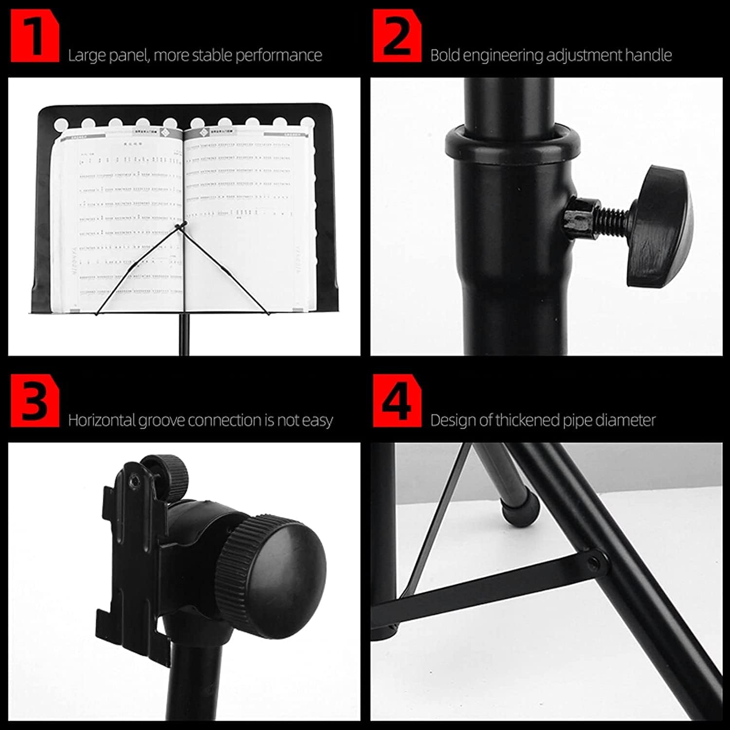 Portable Music Stands Adjustable Height Music Holder Foldable Sheet Music Stands with Handbag for Guitar Violin Book Holder