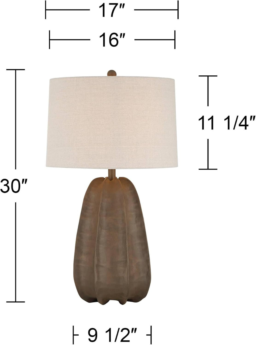 360 Lighting Calabasa 30' Tall Large Modern End 3-Way Table Lamp Chocolate Brown Finish Single Fabric White Shade Living Room Bedroom Bedside Nightstand House Office Home Reading Kitchen Entryway