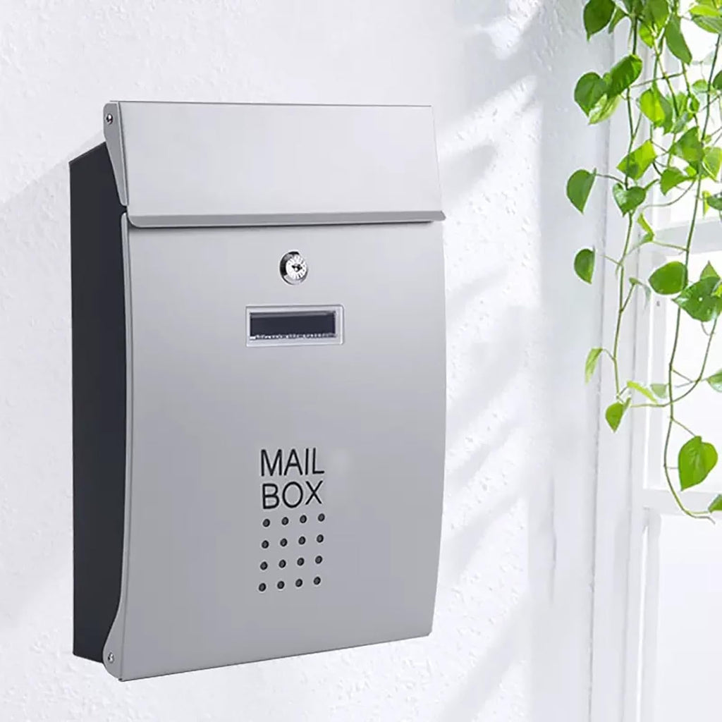 Mailboxes for Outside, Wall Mount Mailbox, Large Capacity Metal Mailbox with Key Lock, for Outdoor Decoration(White)