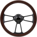 Customization 14' Black Billet Steering Wheel Mahogany Wood Half Wrap Aluminum Rivets(Black)