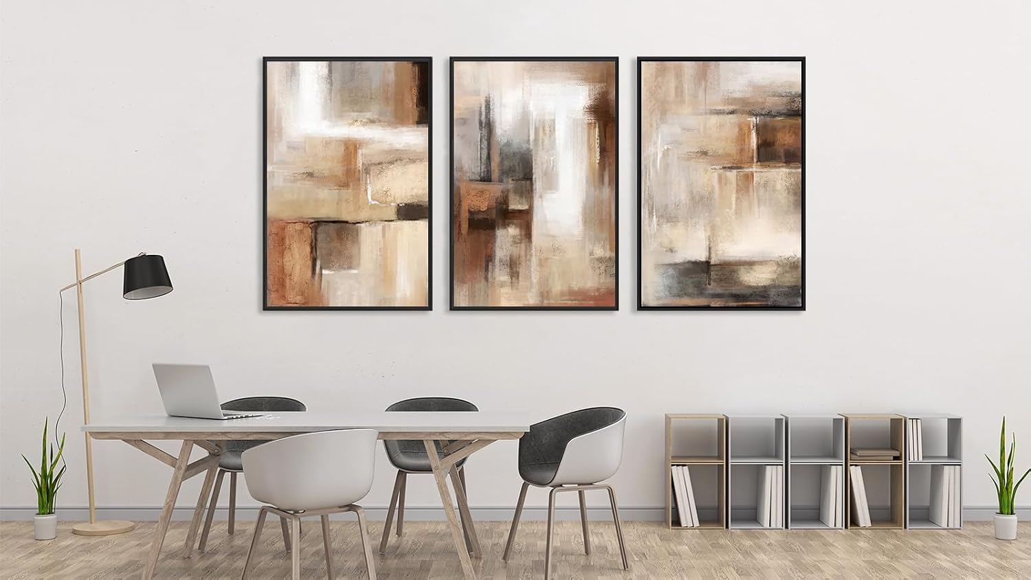 ASDCEUTICALS Large Canvas Wall Art - Brown and Beige Abstract Pictures for Living Room Vintage Wall Decor Retro Rustic Paintings Black Float Framed for Bedroom Dinning Room 24' X 36' X 3 pcs