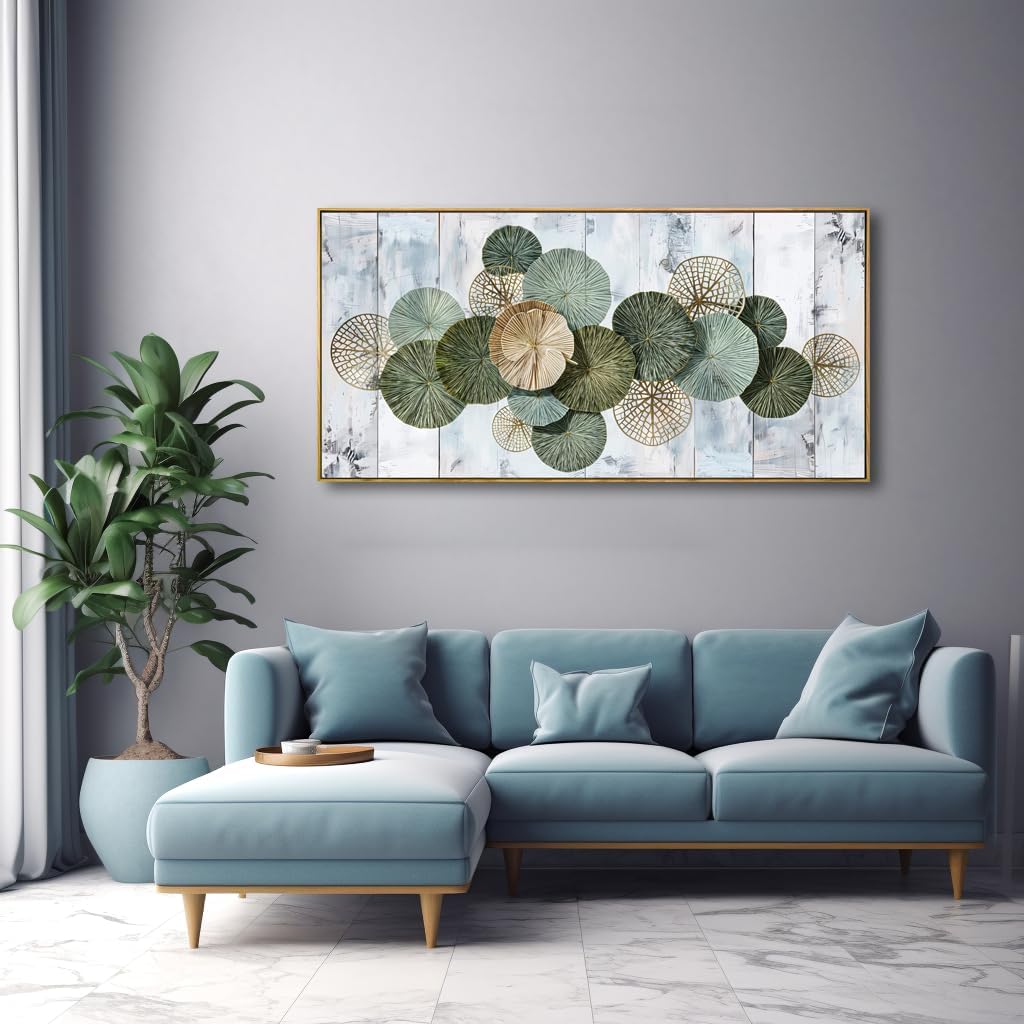 Wall Art Simple Wall Decor Green Canvas Painting Abstract Wall Art for Bedroom Living Room Dining Room Home Office Decor 30'x60' with Framed