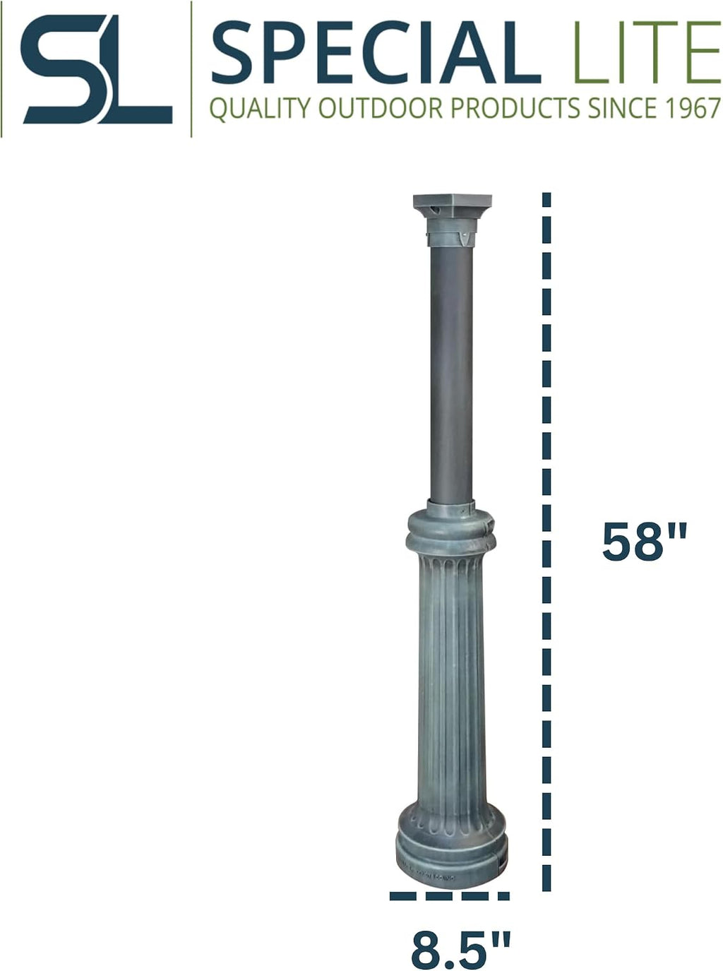 Special Lite Bradford Mailbox Post - Verde Green Cast Aluminum Post for Curbside Mailbox - SPK-590-VG