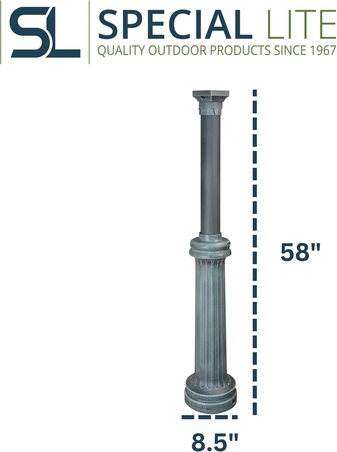 Special Lite Bradford Mailbox Post - Verde Green Cast Aluminum Post for Curbside Mailbox - SPK-590-VG