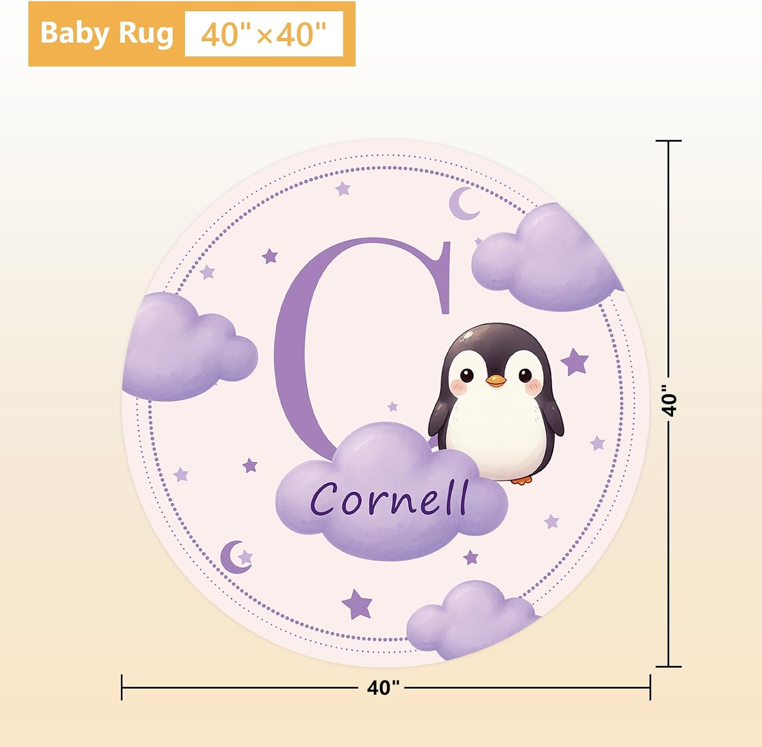 Terwex Custom Baby Bedding Set, 5 Pcs Personalized Baby Crib Sets with Name, Toddler Bedding Set for Baby Girl Boy, Purple Penguin Double Layer Nursery Bedding Set, Customized Gift for Infant Newborn