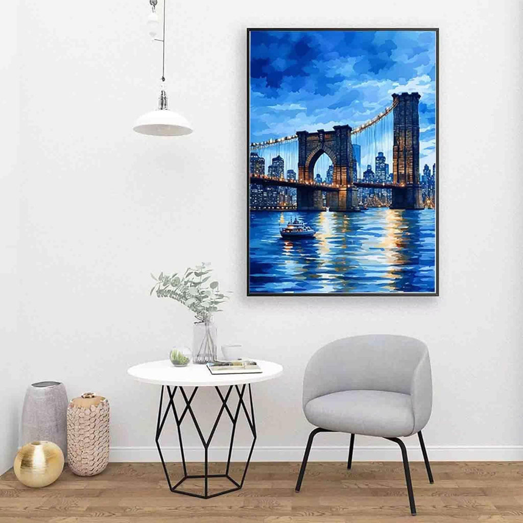 Golden Gate Bridge Paint by Numbers Landscape Paint by Numbers Kit for Adults, Pre Drawn Canvas Painting Kits with 3 Paintbrushes and Acrylic Oil Painting, Hobbies for Women 40x53in (with Frame) -s101