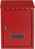 Wall Mount Metal Mail Box, Vintage Post Box with Lock and Cover, Iron Letter Container Home Mailbox Wall Mounted Security, for Families(Red)