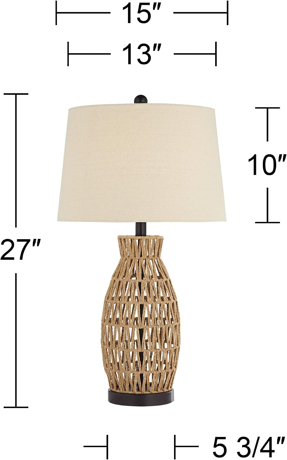 360 Lighting San Carlos Coastal Cottage Core Nautical Modern Table Lamps 29' Tall Set of 2 Natural Rattan Wicker Oatmeal Fabric Drum Shade for Living Room Bedroom House Bedside Nightstand Home