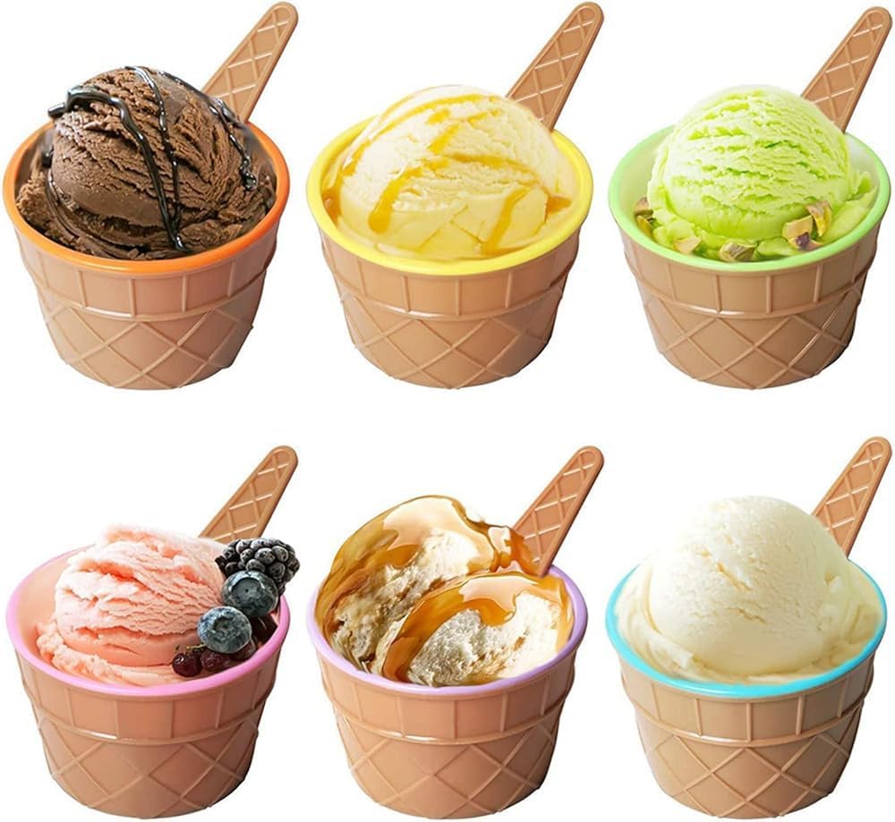 24-Piece Colorful Ice Cream Bowl & Spoon Set – Kids' Cartoon Tableware for Fun Dining