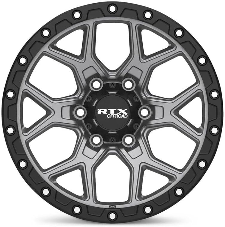 20x9 inch Custom Wheel - Matte Gunmetal with Black Lip and Milled Rivets Offroad Design Aluminum Alloy Rim Offroad Bolt- Pattern 6x139.7 mm Offset 20 mm