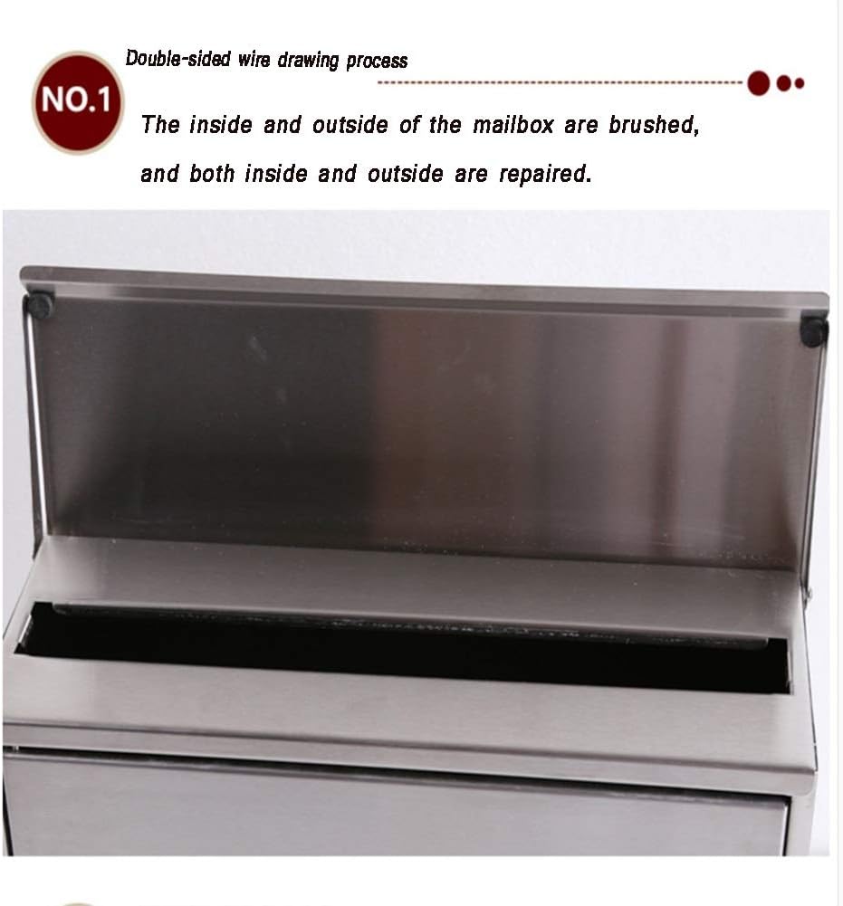 Letterboxes Letterbox Wall Mounted Outdoor Postbox Mailbox with Cover - Slim Line & Lockable Anthracite Post Boxes (B) (A)
