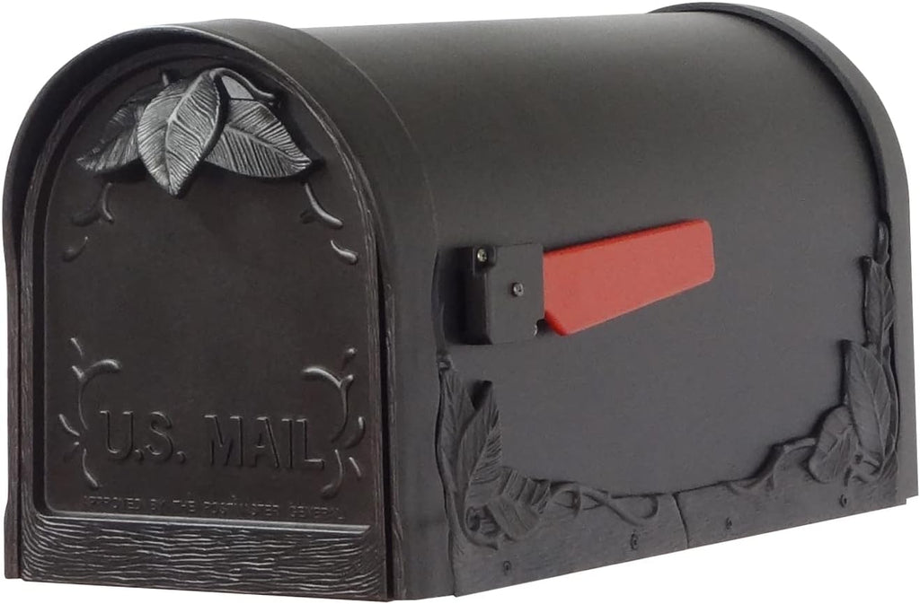 Special Lite Floral Curbside Mailbox with Sorrento Front Single Mailbox Mounting Bracket - TC-SOR-FS-1003-BLK
